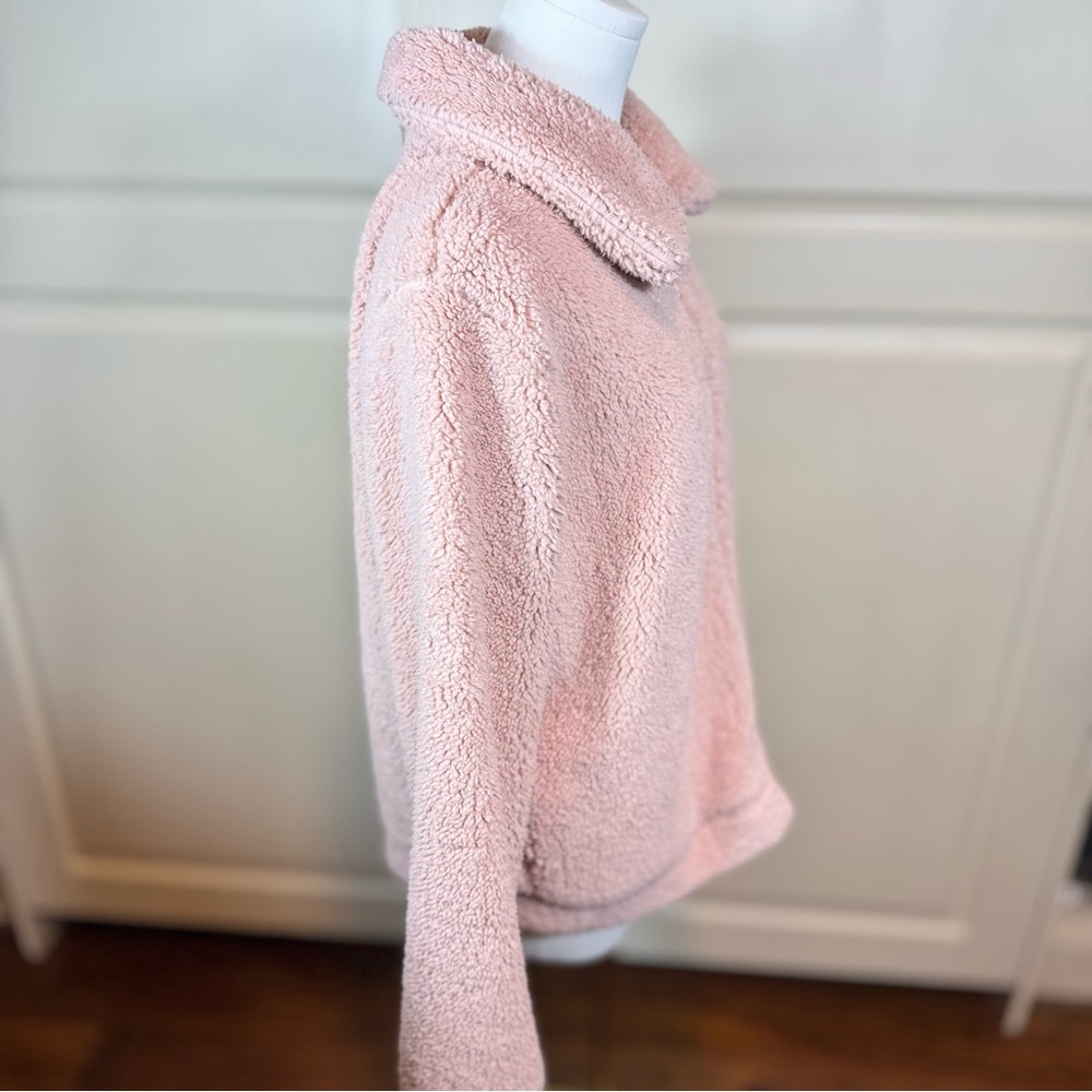 NWT soft Z Supply Plush Cozy Jacket in Pastel Blush Pink full zipper comfort fit - Picture 5 of 9